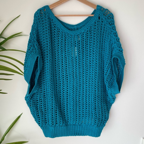 NEW Free People We The Free Sophia Sweater Tee In Ocean Palace Blue - Picture 5 of 12